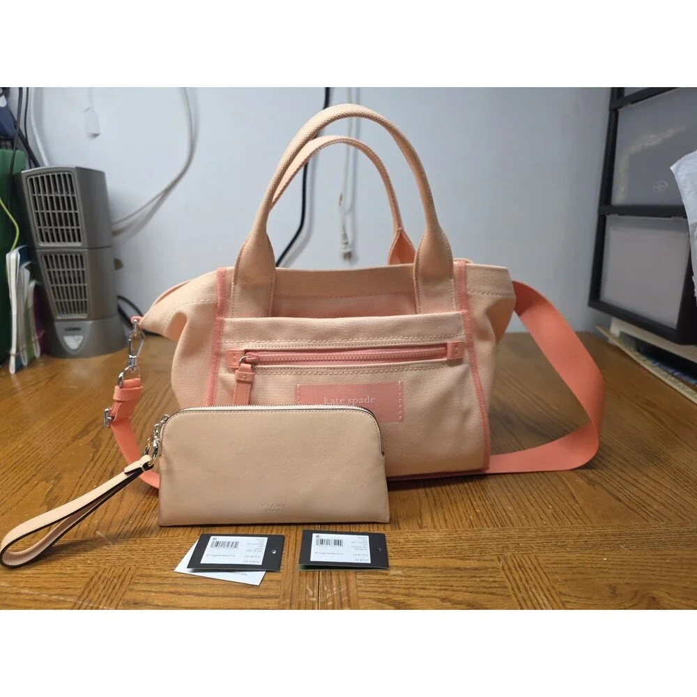 Kate Spade Dash Canvas Tote Bag In Light Cantaloupe With Wristlet